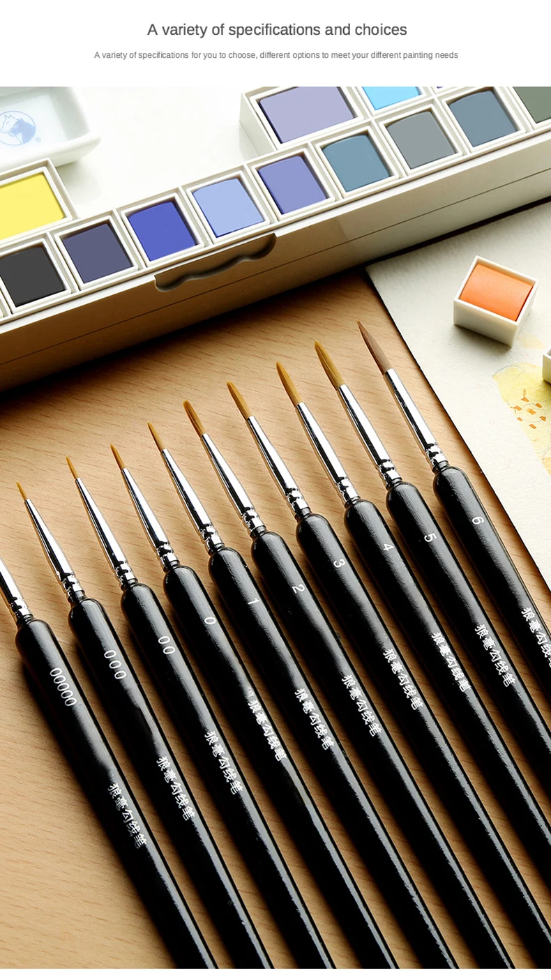 4/5/10pcs Miniature Hook Line Pen Art Painting Brushes Weasel Hair Paint Brush Gouache Watercolor Oil Paint Artists Hand Painted
