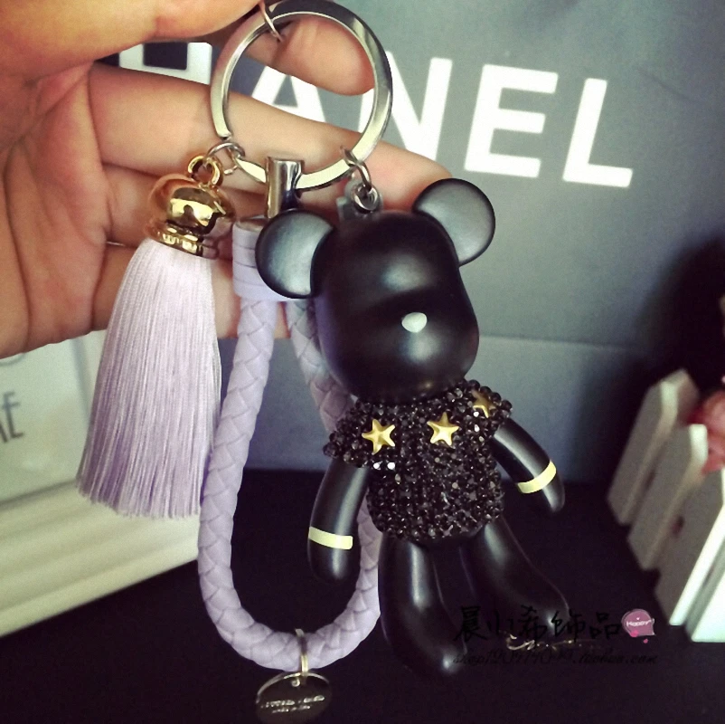 2021 Fashion Bomgom Tassels Cartoon Popobe Gloomy Bear Keychain Cute Bag Charm Holder Cartoon Resin Key Chain