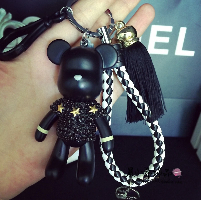 2021 Fashion Bomgom Tassels Cartoon Popobe Gloomy Bear Keychain Cute Bag Charm Holder Cartoon Resin Key Chain