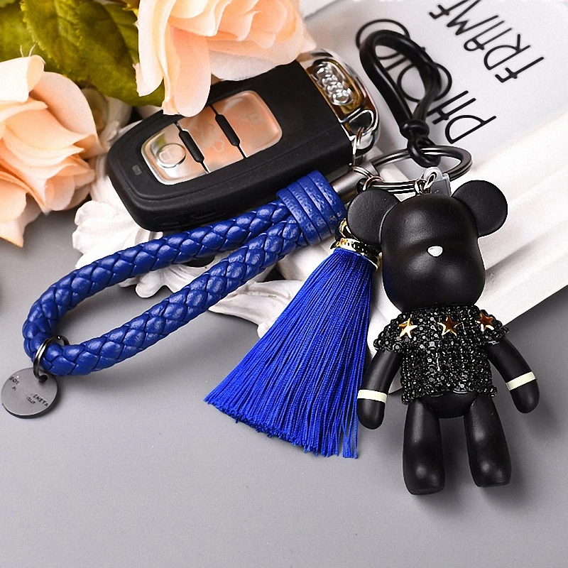 2021 Fashion Bomgom Tassels Cartoon Popobe Gloomy Bear Keychain Cute Bag Charm Holder Cartoon Resin Key Chain