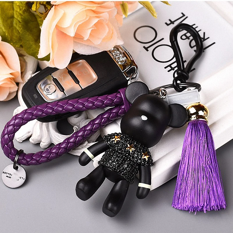 2021 Fashion Bomgom Tassels Cartoon Popobe Gloomy Bear Keychain Cute Bag Charm Holder Cartoon Resin Key Chain
