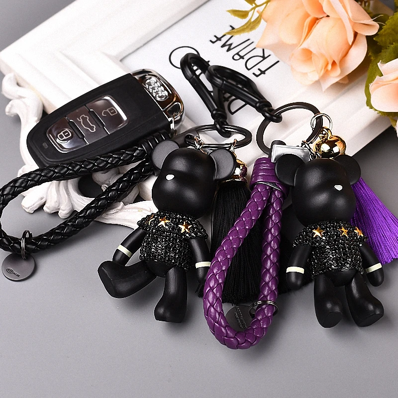 2021 Fashion Bomgom Tassels Cartoon Popobe Gloomy Bear Keychain Cute Bag Charm Holder Cartoon Resin Key Chain