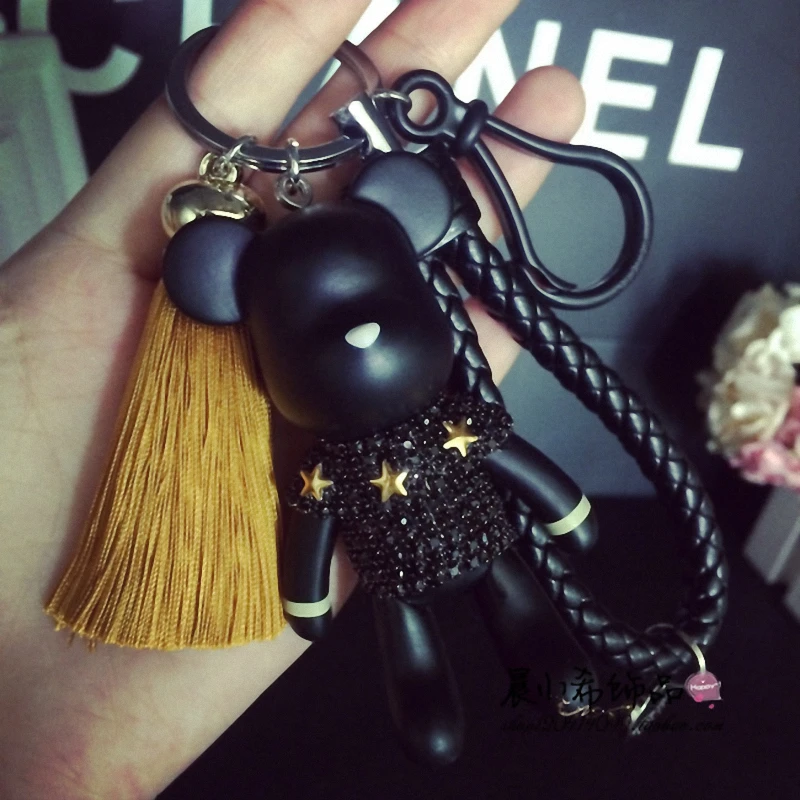 2021 Fashion Bomgom Tassels Cartoon Popobe Gloomy Bear Keychain Cute Bag Charm Holder Cartoon Resin Key Chain