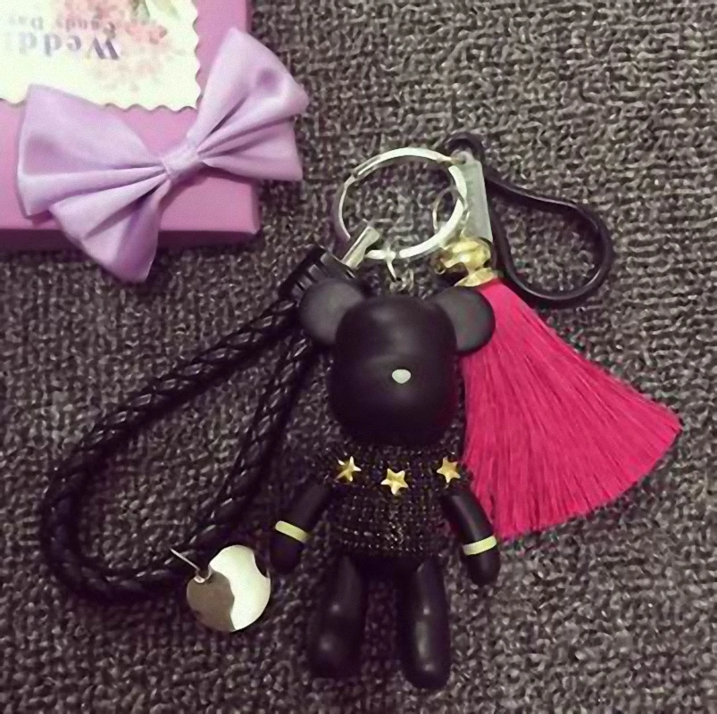 2021 Fashion Bomgom Tassels Cartoon Popobe Gloomy Bear Keychain Cute Bag Charm Holder Cartoon Resin Key Chain