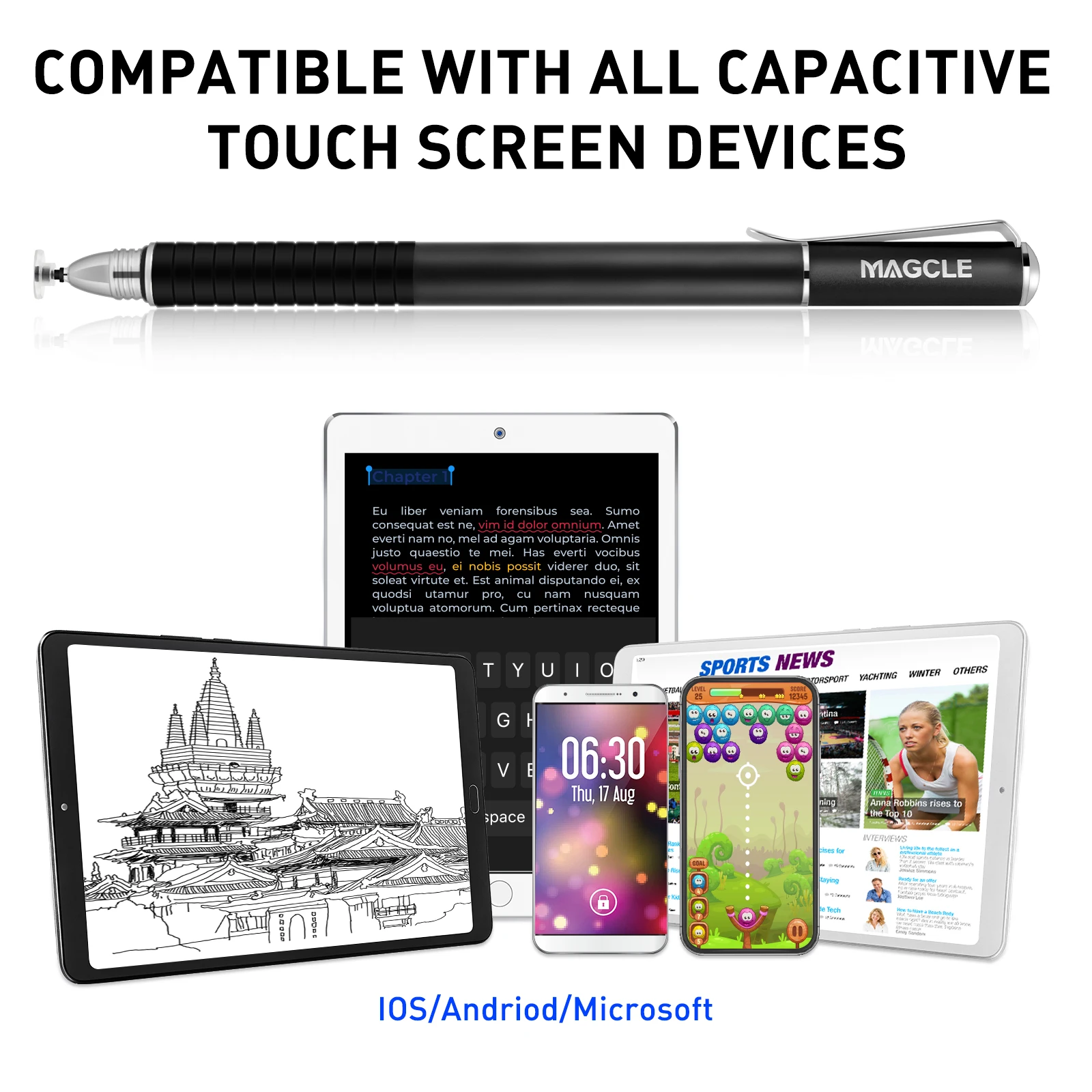 Universal Fiber Stylus 2 in 1 Disc Stylus Pen Mesh Fiber Tip Series Precision Touch Screen Pens for All Capacitive Touch Screens