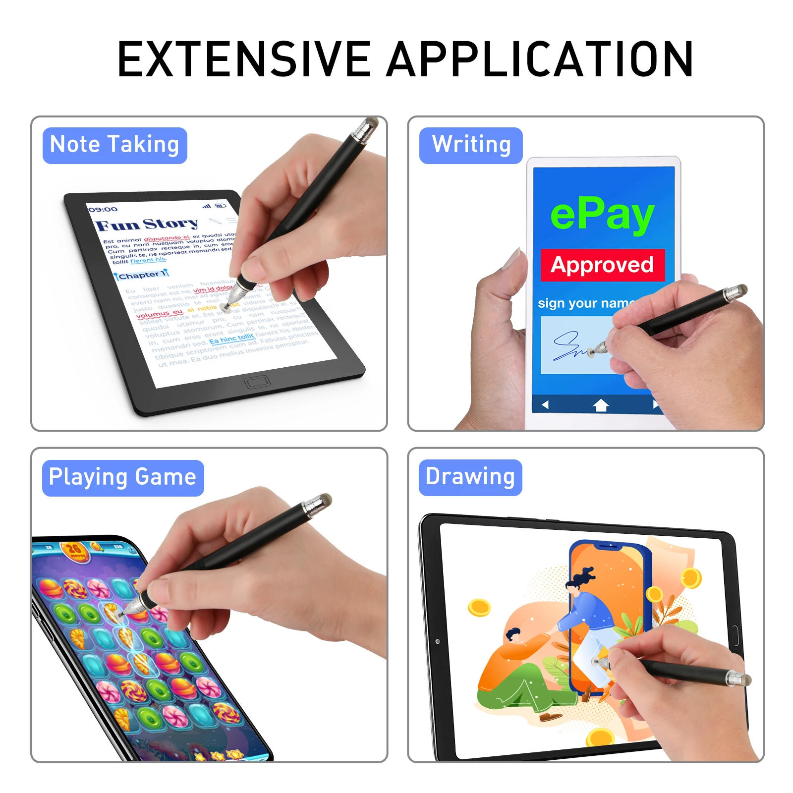 Universal Fiber Stylus 2 in 1 Disc Stylus Pen Mesh Fiber Tip Series Precision Touch Screen Pens for All Capacitive Touch Screens