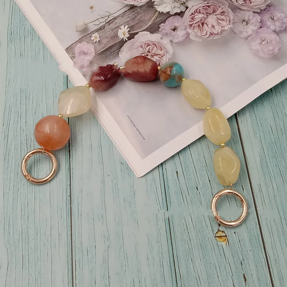 1Pcs New Colorful Acrylic Handbag Strap Handle Bead Replaceable Resin Stone Wristlet Purse Bag Belt DIY Bag Parts Accessories