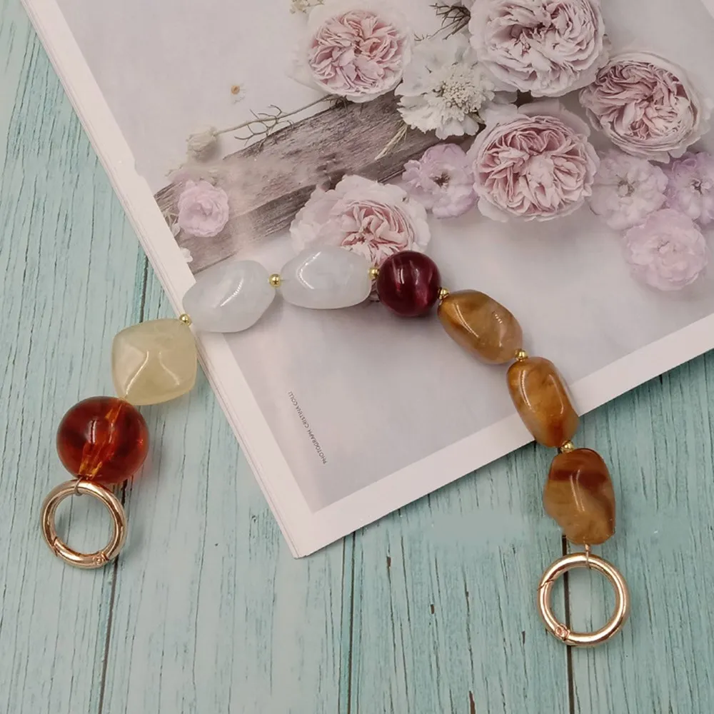 1Pcs New Colorful Acrylic Handbag Strap Handle Bead Replaceable Resin Stone Wristlet Purse Bag Belt DIY Bag Parts Accessories