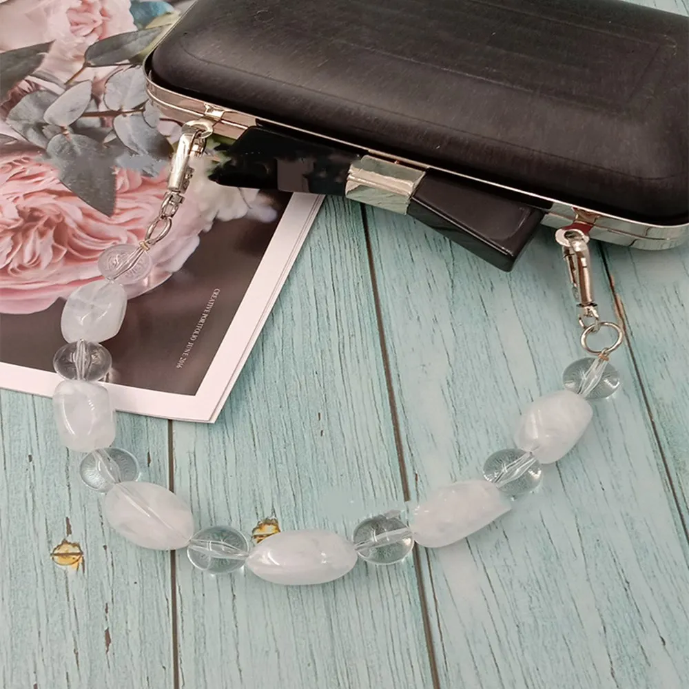1Pcs New Colorful Acrylic Handbag Strap Handle Bead Replaceable Resin Stone Wristlet Purse Bag Belt DIY Bag Parts Accessories