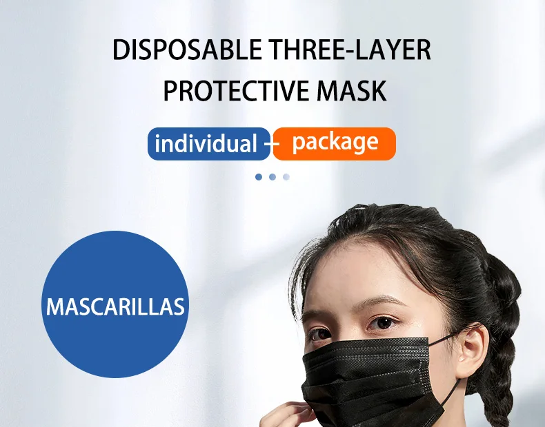 10/50/100/200/500 Pcs Mask Disposable Separate Package Black Face Masks Independent Packaging 3 Layer Ply Safe Protective Mask