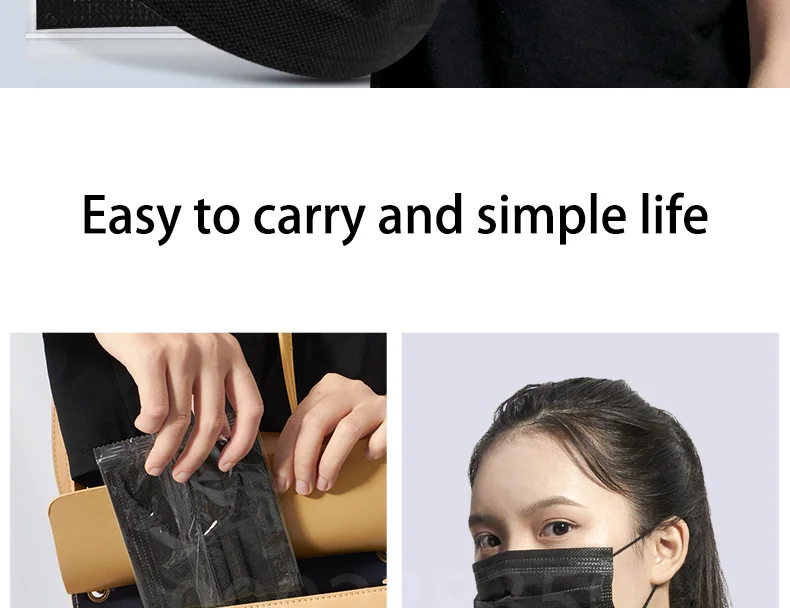 10/50/100/200/500 Pcs Mask Disposable Separate Package Black Face Masks Independent Packaging 3 Layer Ply Safe Protective Mask