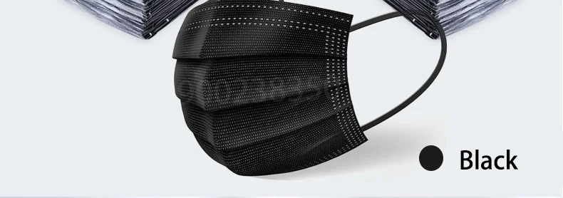 10/50/100/200/500 Pcs Mask Disposable Separate Package Black Face Masks Independent Packaging 3 Layer Ply Safe Protective Mask