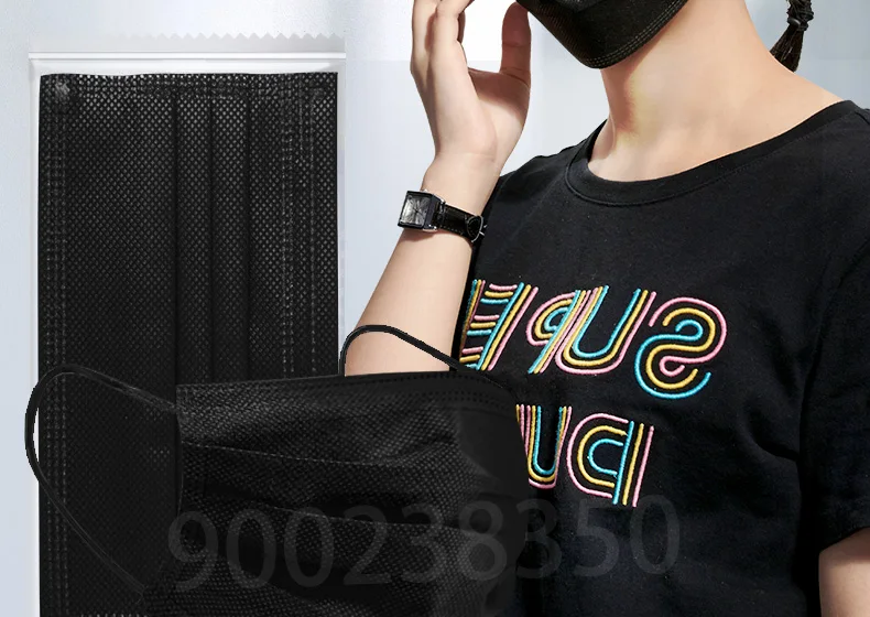 10/50/100/200/500 Pcs Mask Disposable Separate Package Black Face Masks Independent Packaging 3 Layer Ply Safe Protective Mask