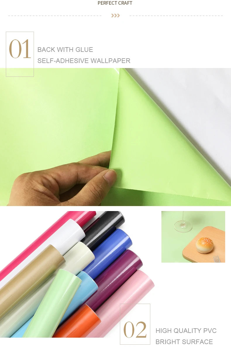 European Self Adhensive Wallpaper Paint Flash PVC Wallpapers Kitchen Cupboard Door Furniture DIY Stickers Vinyl Decorative Films