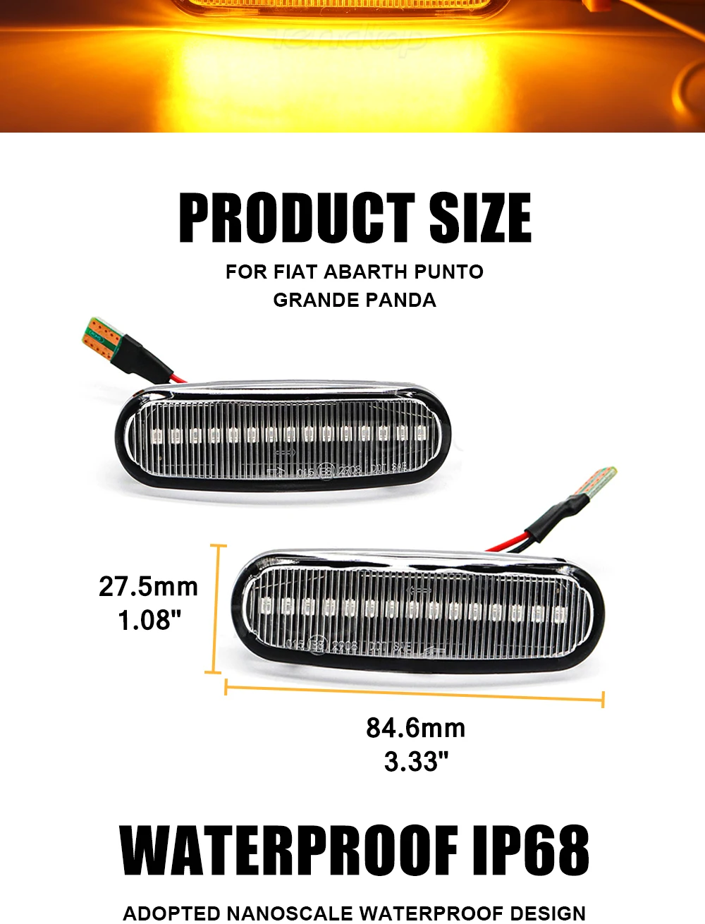 Car LED Dynamic Amber Side Marker Light Turn Signal Lamp For Fiat Panda Punto Evo Stilo Qubo Peugeot Citroen Lancia Musa(350)