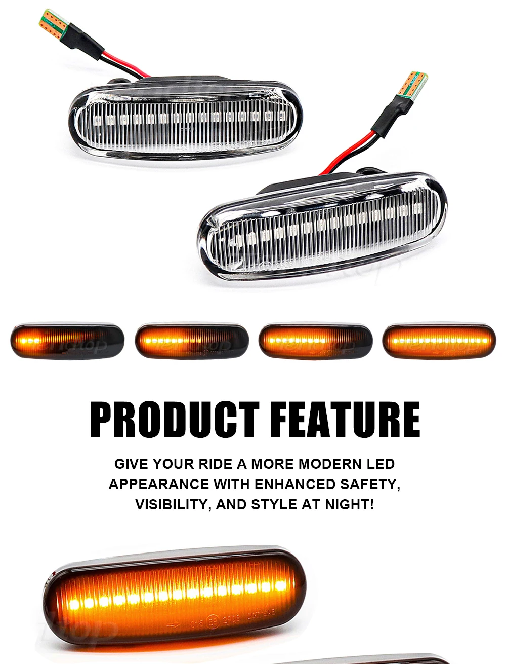 Car LED Dynamic Amber Side Marker Light Turn Signal Lamp For Fiat Panda Punto Evo Stilo Qubo Peugeot Citroen Lancia Musa(350)
