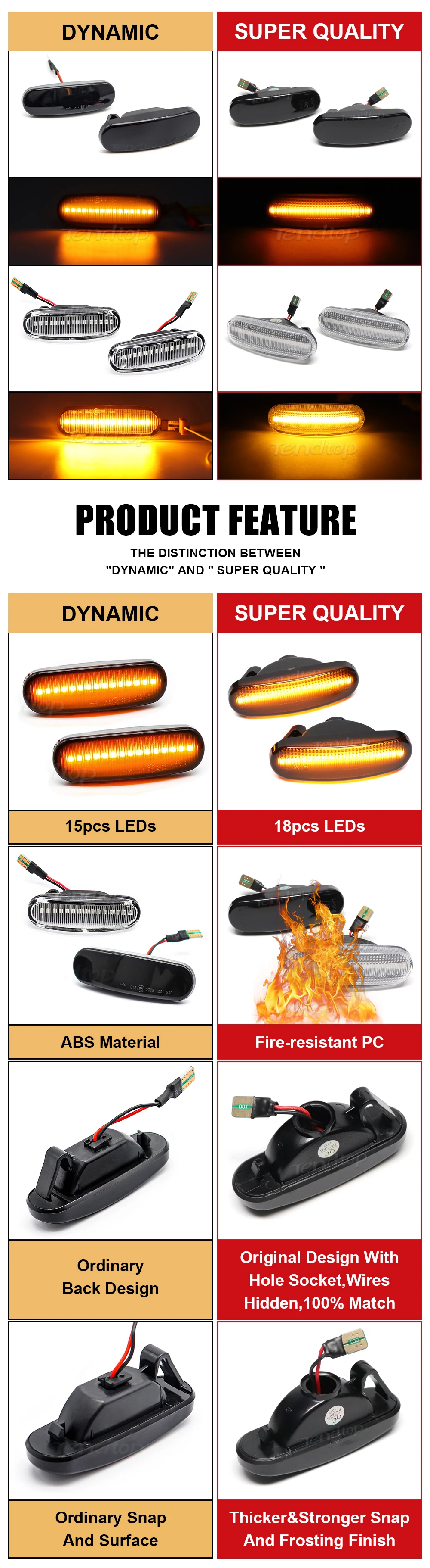 Car LED Dynamic Amber Side Marker Light Turn Signal Lamp For Fiat Panda Punto Evo Stilo Qubo Peugeot Citroen Lancia Musa(350)