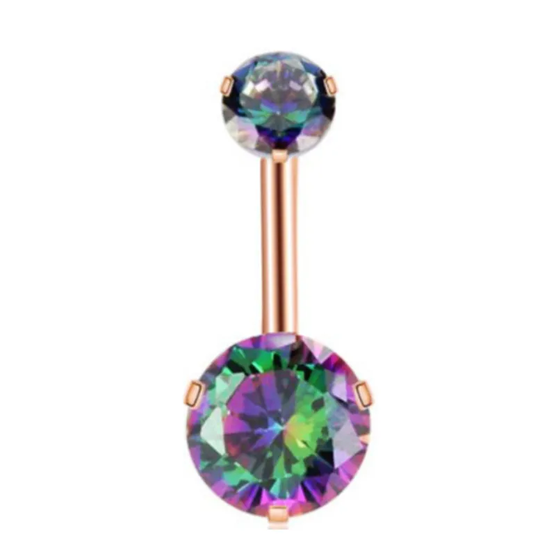 1PCS Surgical Steel Ab Crystal Belly Button Rings Zircon Heart Navel Piercing Reverse Cute Belly Button Piercing Sexy Navel Ring