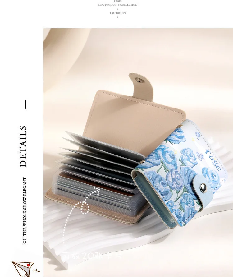 Retro Oil Painting Card Bag Large Capacity Women's Multi Slot Card Covers Driver's License Holder Credit Card Holder Coin Purse