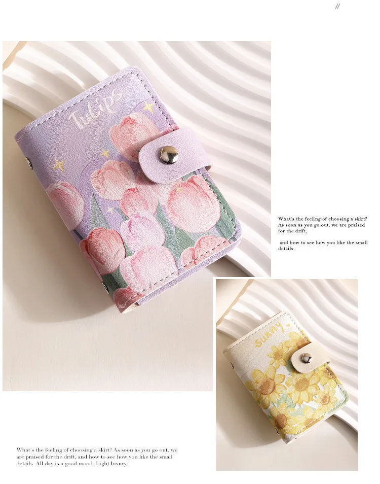 Retro Oil Painting Card Bag Large Capacity Women's Multi Slot Card Covers Driver's License Holder Credit Card Holder Coin Purse