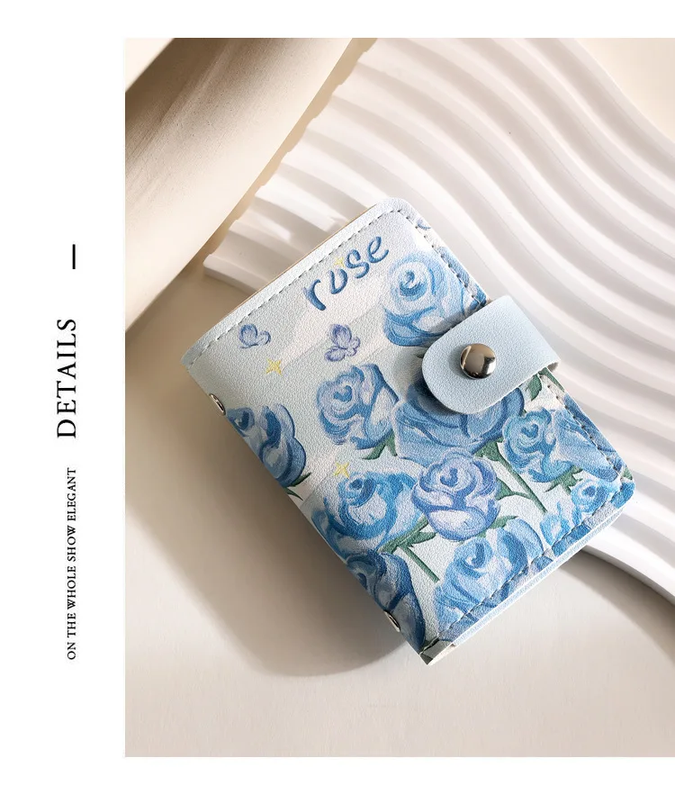 Retro Oil Painting Card Bag Large Capacity Women's Multi Slot Card Covers Driver's License Holder Credit Card Holder Coin Purse