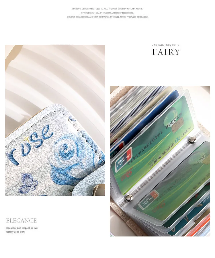 Retro Oil Painting Card Bag Large Capacity Women's Multi Slot Card Covers Driver's License Holder Credit Card Holder Coin Purse