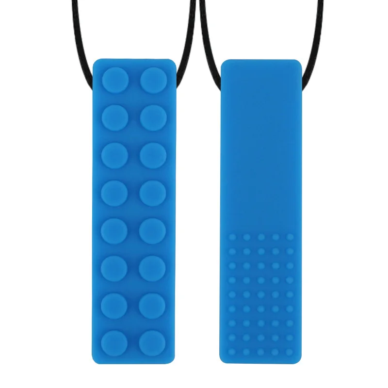 5PCS Brick Silicone Teether Baby Teething Toys Sensory Chewable Necklace BPA Free Silicone Food Grade Teether Oral Motor Tools
