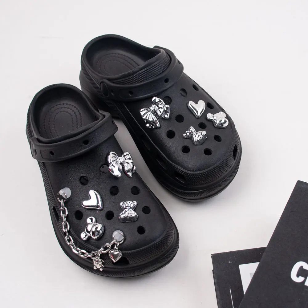 9PCS Summer Fashion Shoe Charms DIY Acrylic Butterfly Cartoon Bear Decoration Buckle for Clogs Shoe Charm Accessories