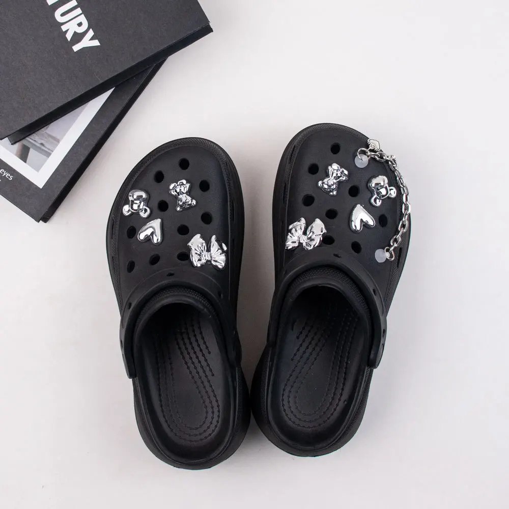 9PCS Summer Fashion Shoe Charms DIY Acrylic Butterfly Cartoon Bear Decoration Buckle for Clogs Shoe Charm Accessories