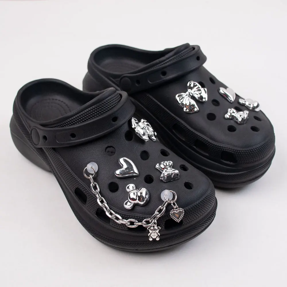 9PCS Summer Fashion Shoe Charms DIY Acrylic Butterfly Cartoon Bear Decoration Buckle for Clogs Shoe Charm Accessories