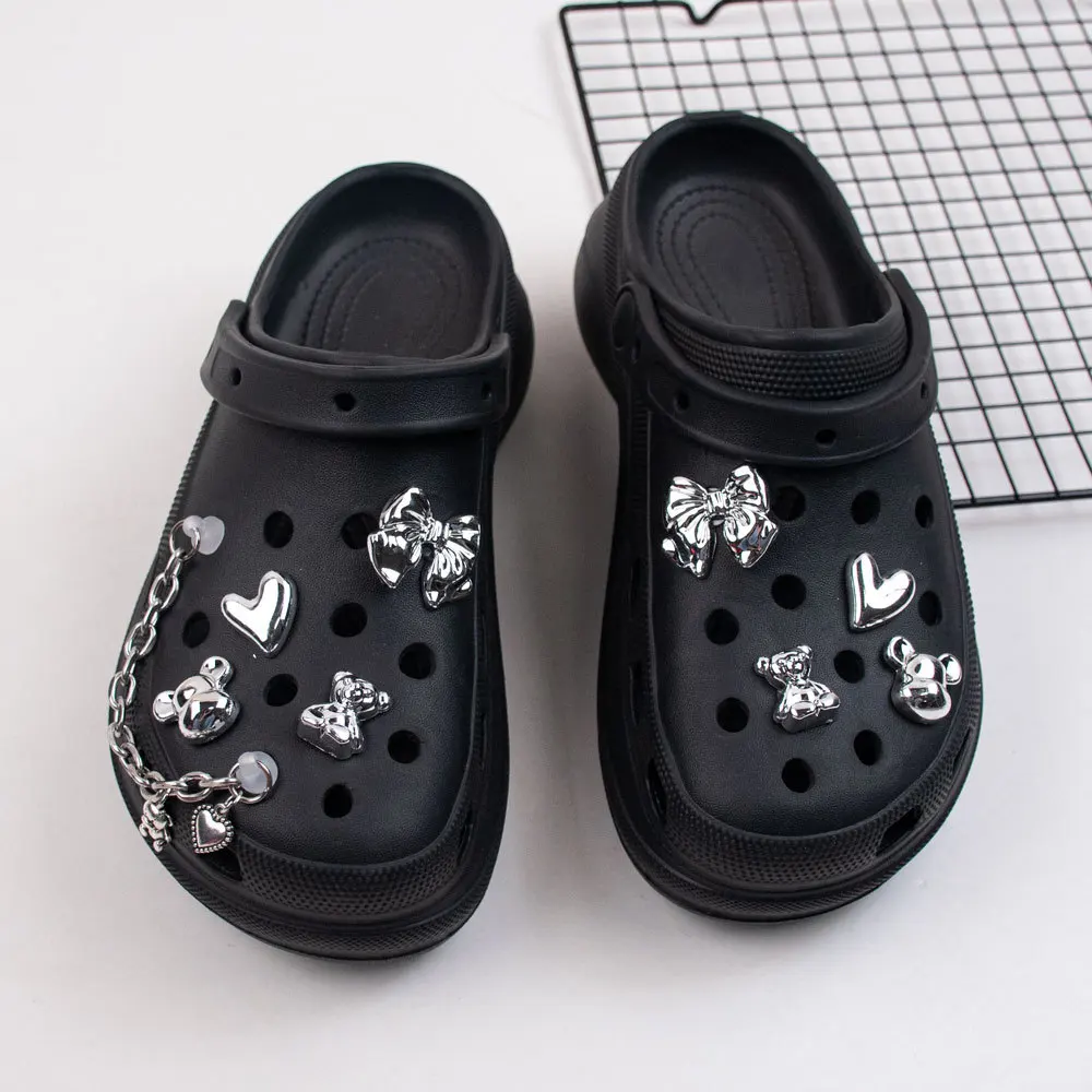 9PCS Summer Fashion Shoe Charms DIY Acrylic Butterfly Cartoon Bear Decoration Buckle for Clogs Shoe Charm Accessories