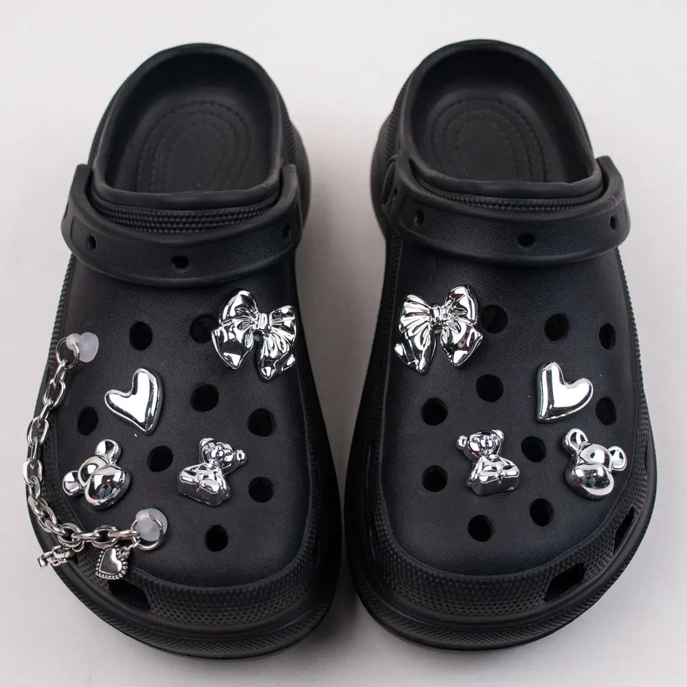 9PCS Summer Fashion Shoe Charms DIY Acrylic Butterfly Cartoon Bear Decoration Buckle for Clogs Shoe Charm Accessories