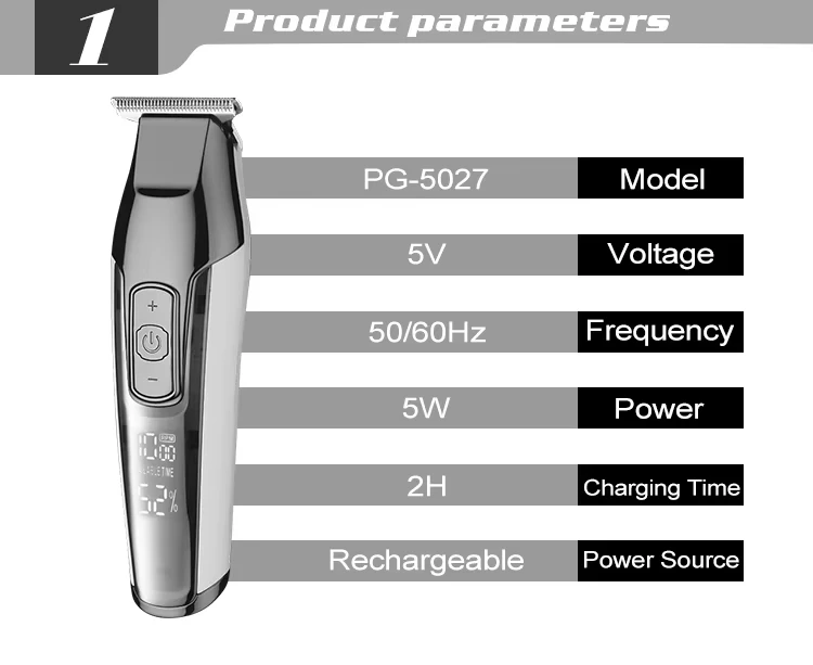 Kemei KM-5027 Original Electric Hair Clipper Rechargeable Hair Trimmer LCD Display Hairdresser Professional Cutting Machine