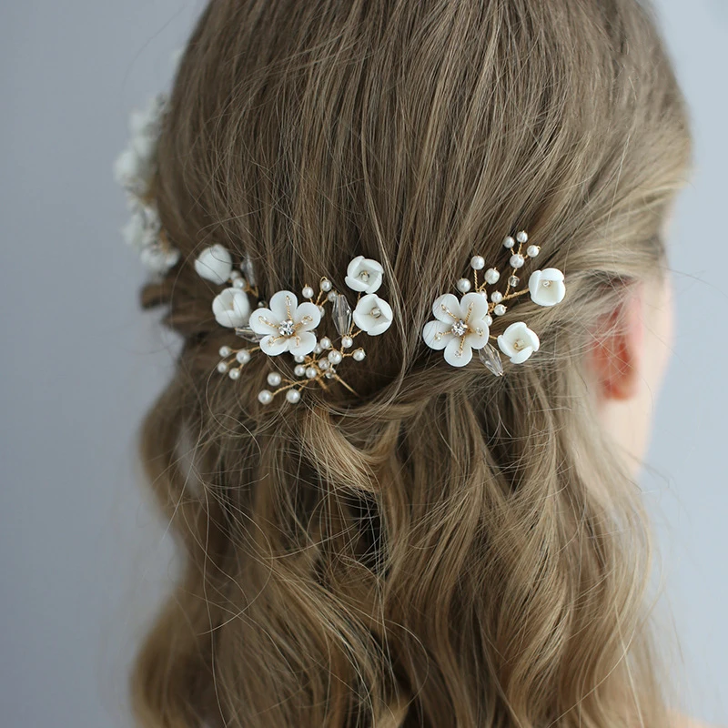 Wedding Hair Accessories crystal Headdress Jewellery Flower Hair Comb Headdress Hair Pins Bridal Hair Ornaments Female Tiaras