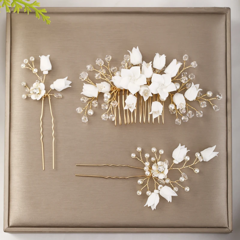 Wedding Hair Accessories crystal Headdress Jewellery Flower Hair Comb Headdress Hair Pins Bridal Hair Ornaments Female Tiaras