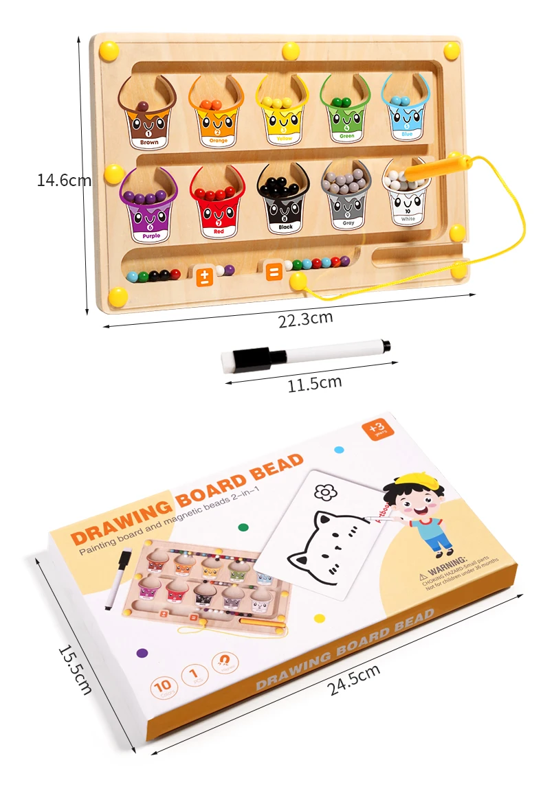 2 in 1 Magnetic Color Sorting Maze & Drawing Board Toddler Montessori Toys Number Matching Learning Counting Preschool Activity