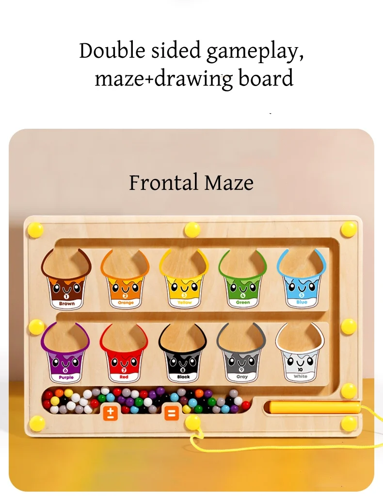 2 in 1 Magnetic Color Sorting Maze & Drawing Board Toddler Montessori Toys Number Matching Learning Counting Preschool Activity