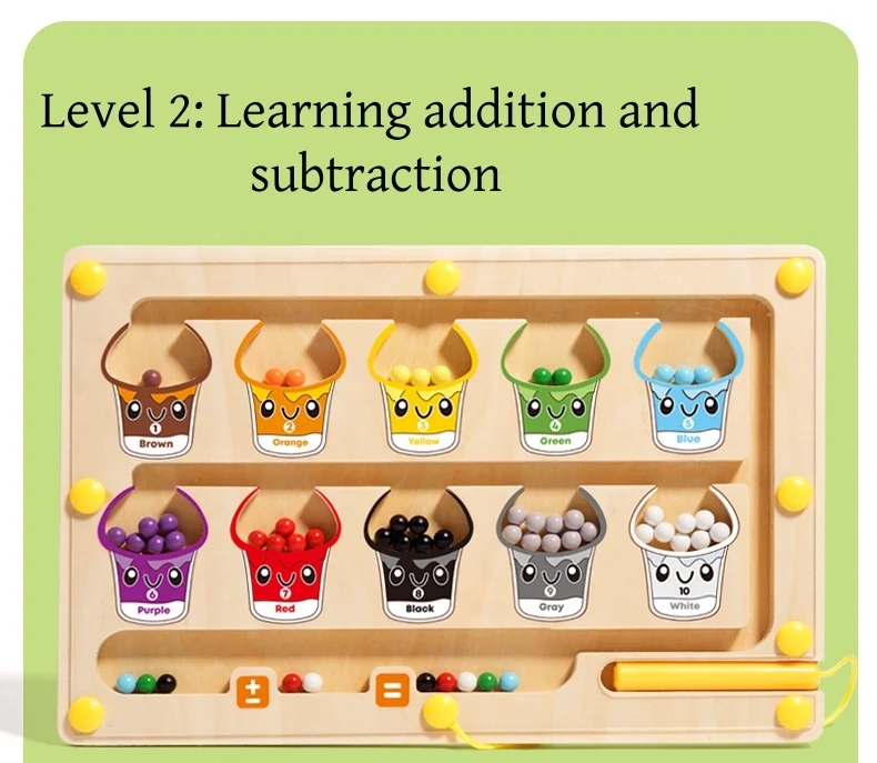 2 in 1 Magnetic Color Sorting Maze & Drawing Board Toddler Montessori Toys Number Matching Learning Counting Preschool Activity
