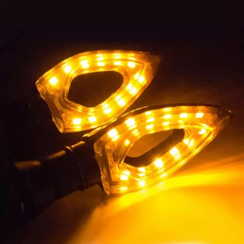 4Pcs Motorcycle Heart Shape Universal 12 LED Turn Signals Short Turn Signal Lights Indicator Blinkers Flashers Amber Color