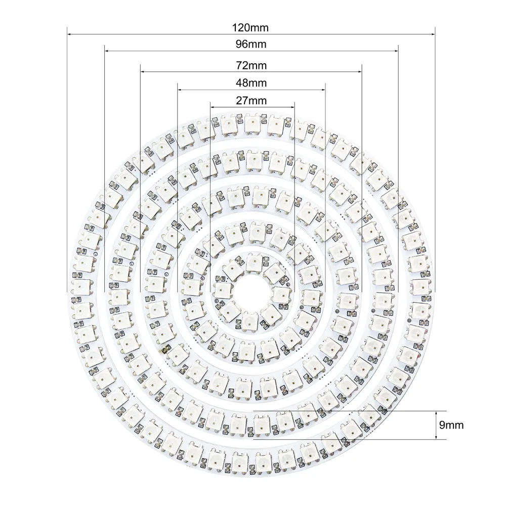 WS2812b Led Ring Addressable 8/16/24/35/45Leds 5050 RGB Led Diode Ring Color IC Built-in LED