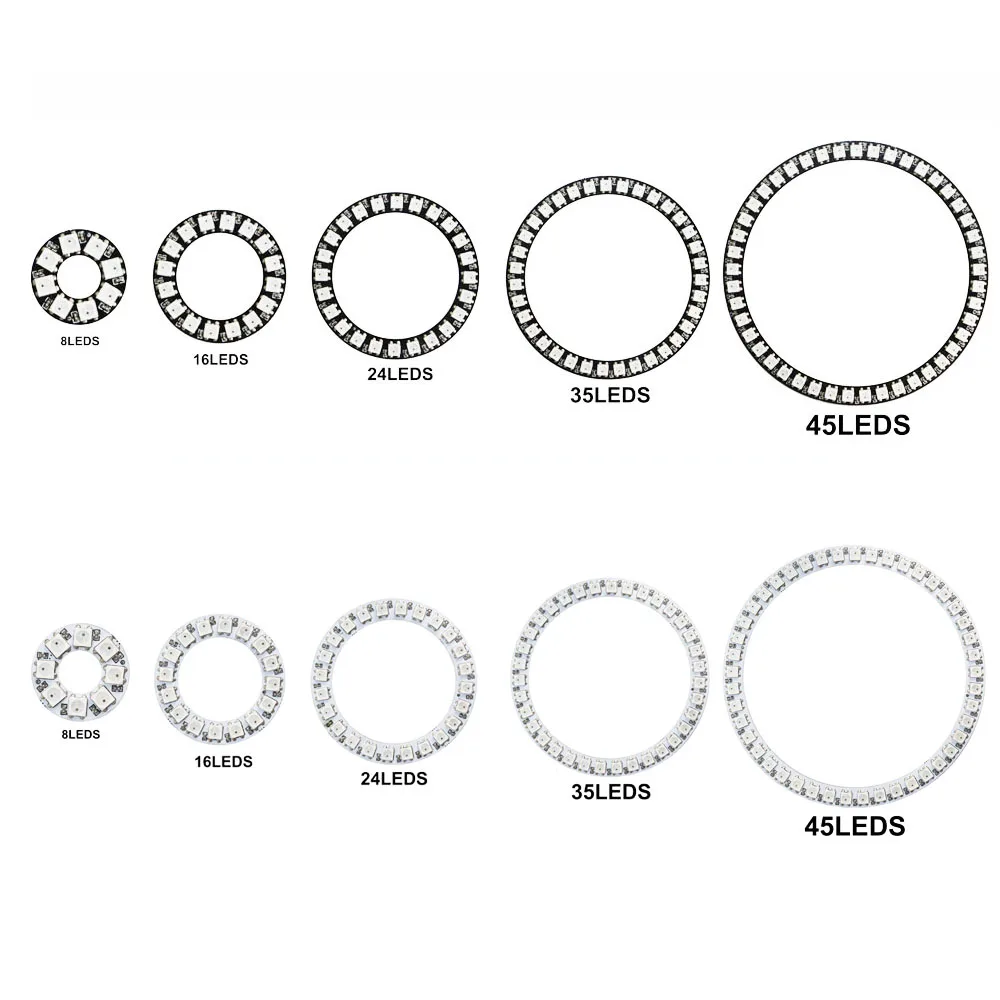 WS2812b Led Ring Addressable 8/16/24/35/45Leds 5050 RGB Led Diode Ring Color IC Built-in LED