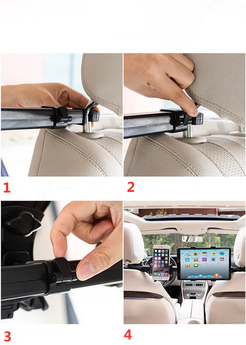 360° Car Phone Seat Holder Car Seat Back Rear Pillow Holder Rotating Stands Two-In-One At The Same Time Design For Tablet