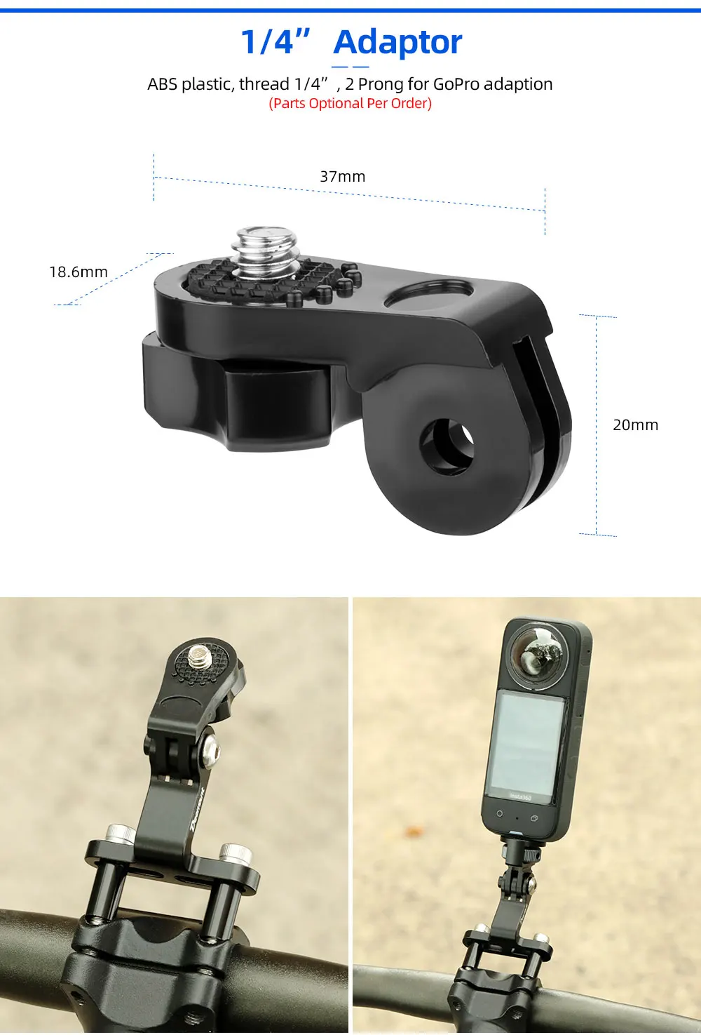 Cycling Headlight Holder Stem Mount Adaptor for Bicycle Front Light Install Camera Stand Bracket Camera Type Connector