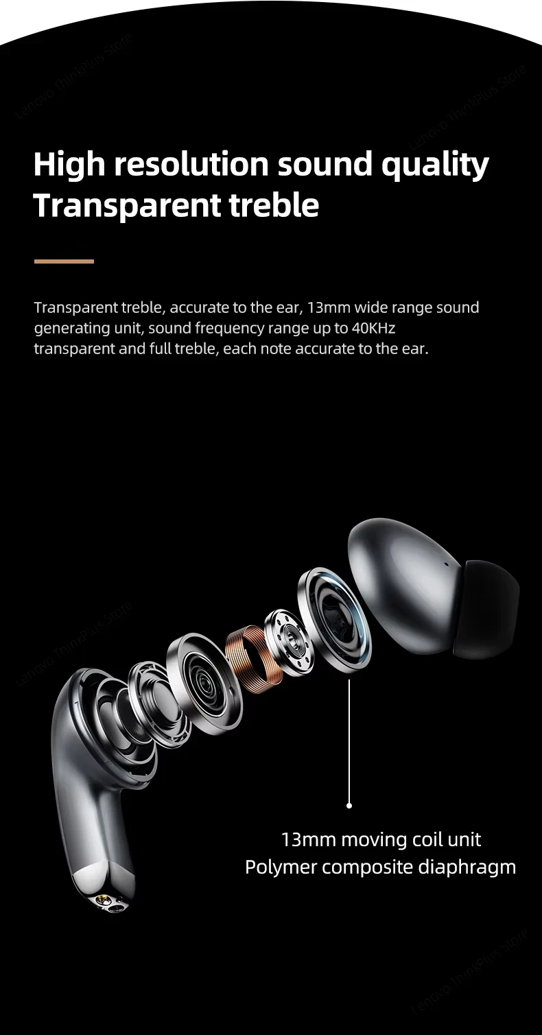 Choice Lenovo LP5 Wireless Bluetooth Earbuds HiFi Music Earphone with Mic Headphones Sports Waterproof Headset Business Type-c