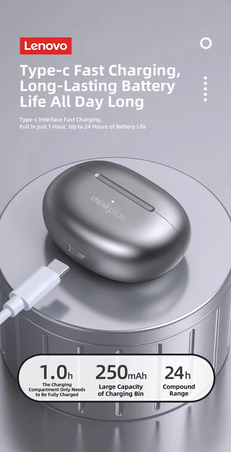 Choice Lenovo LP5 Wireless Bluetooth Earbuds HiFi Music Earphone with Mic Headphones Sports Waterproof Headset Business Type-c