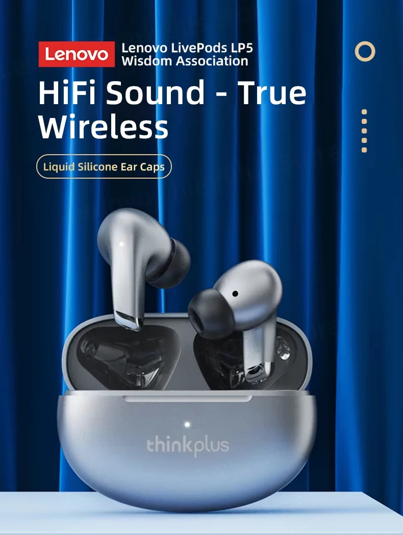 Choice Lenovo LP5 Wireless Bluetooth Earbuds HiFi Music Earphone with Mic Headphones Sports Waterproof Headset Business Type-c