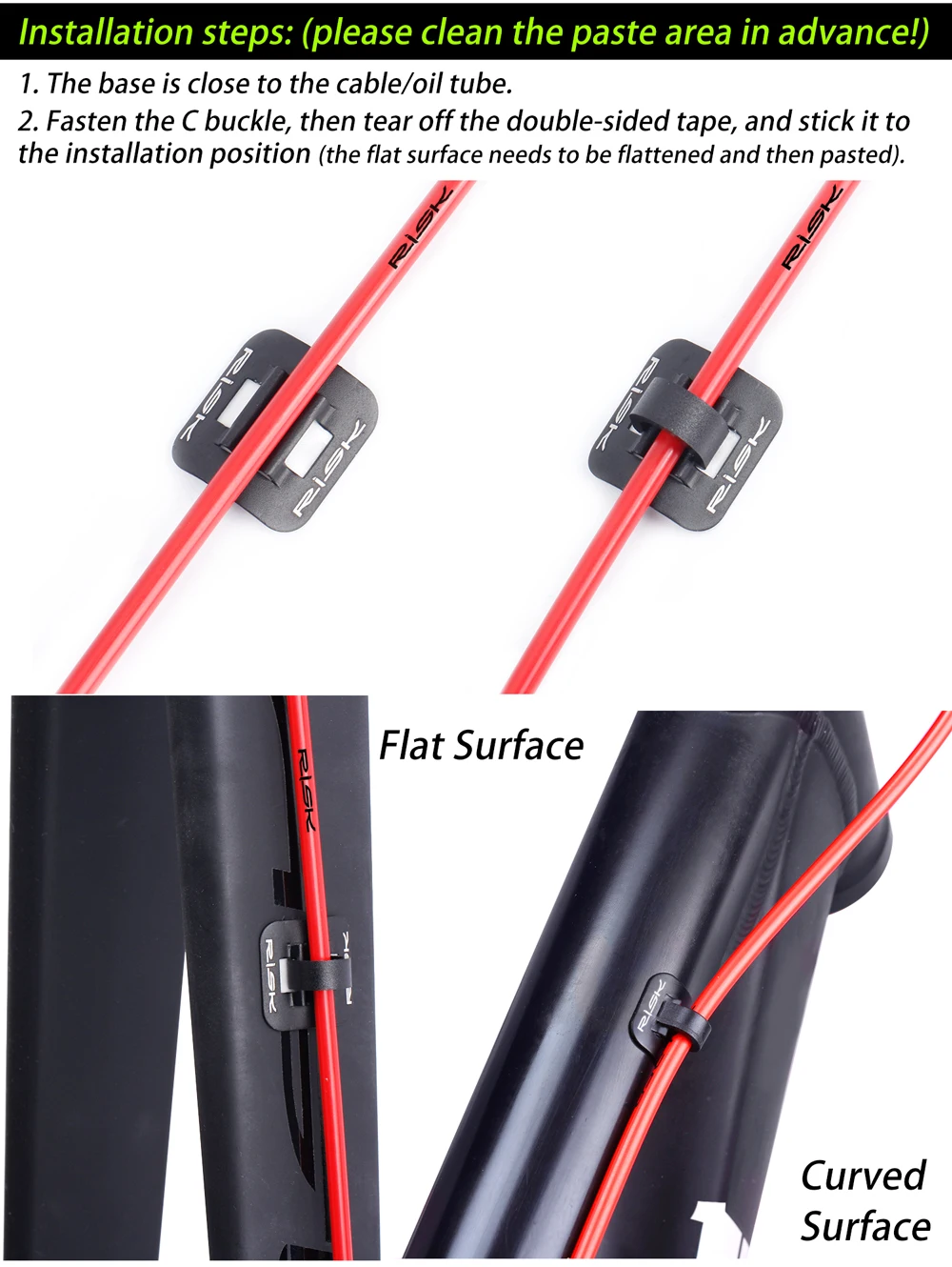 RISK Bicycle Cables Housing Bike Oil Tube Fixed Clips C Shape Shift Brake Guide Cable Tube Fixed Clamp Frame Buckle