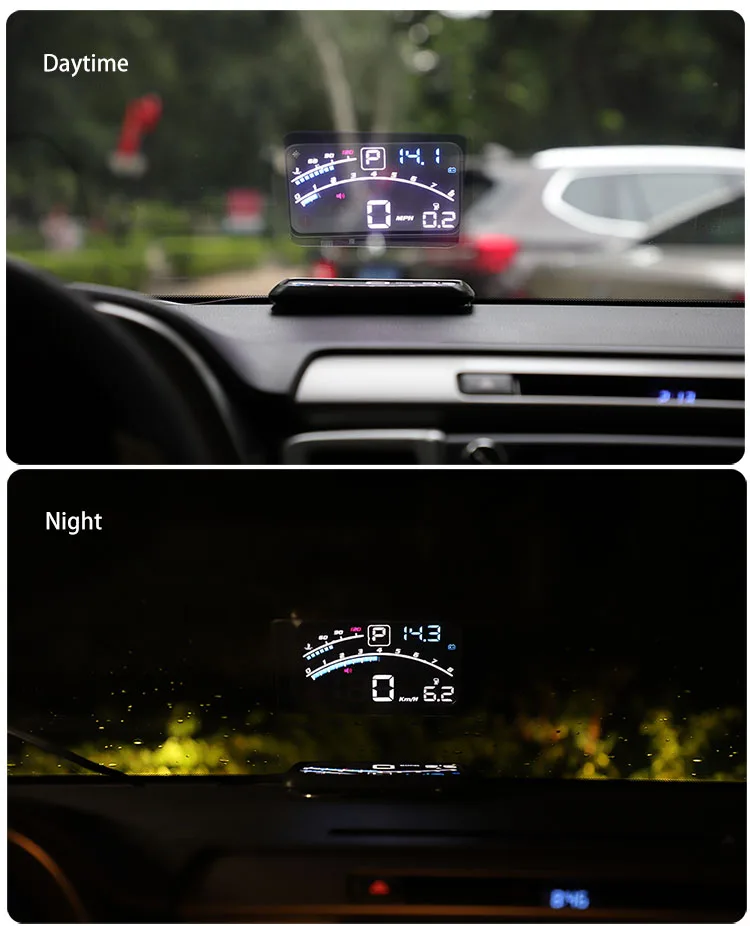 Vjoycar V41 Newest Head Up Display Car OBDII EUOBD 5.5" Windshield Projector HUD Display Shift Reminder Water Temp. RPM KM/H MPH