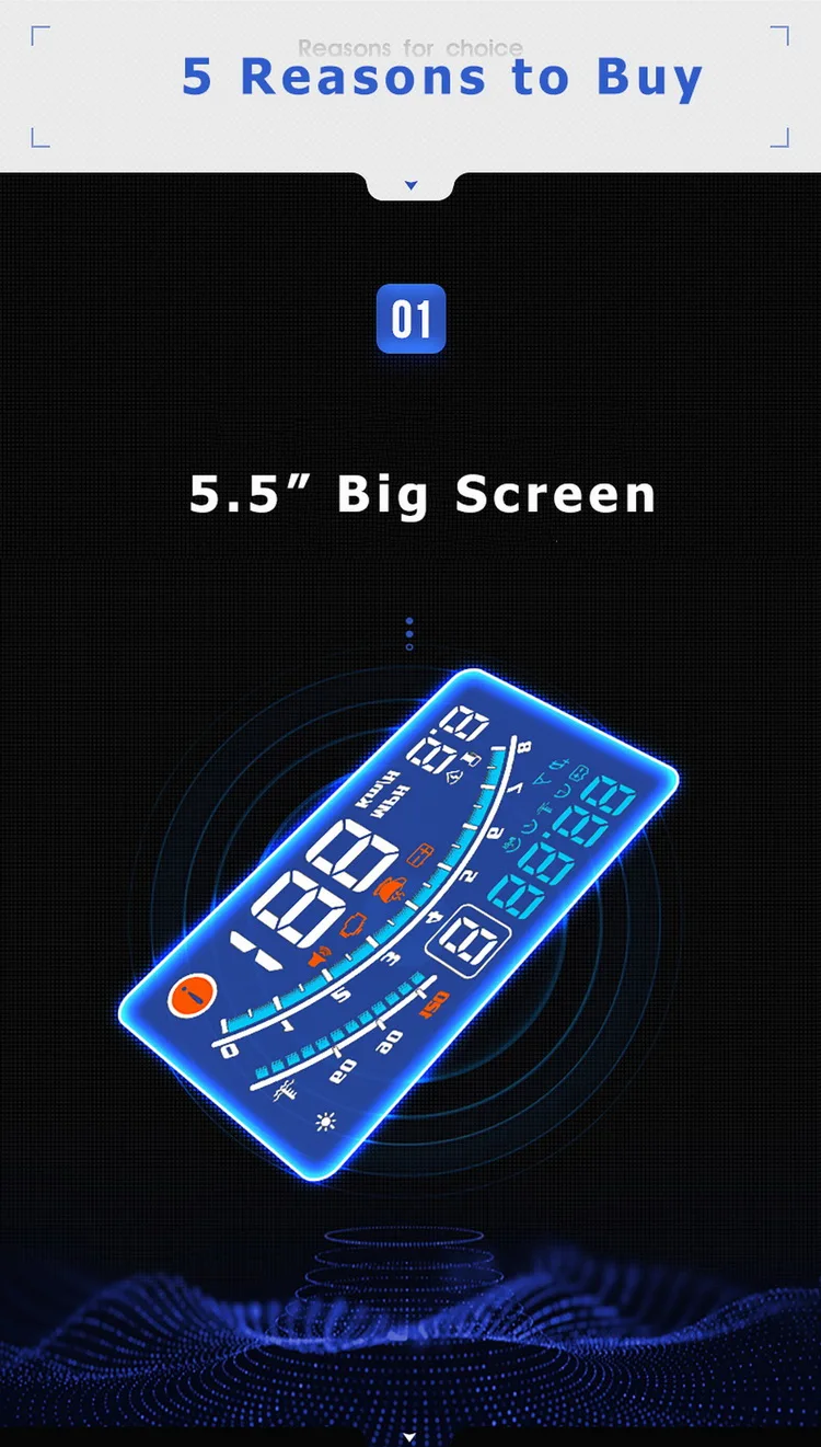 Vjoycar V41 Newest Head Up Display Car OBDII EUOBD 5.5" Windshield Projector HUD Display Shift Reminder Water Temp. RPM KM/H MPH