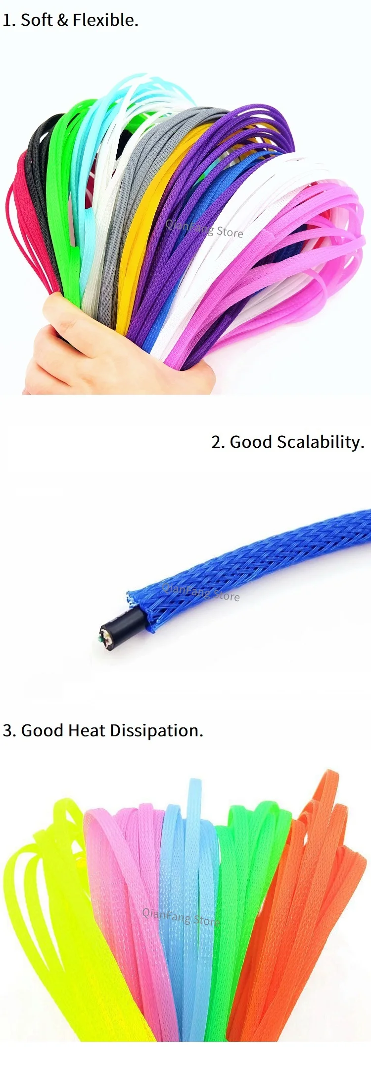 PET Expandable Cable Sleeve 3/4/6/8/10/12/14mm Tight Braided High Density Hardness Insulated Line Protection Wire Wrap Sheath